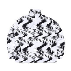Zgzg Wave Fleece Pullover Black White