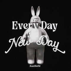 3D Every Day Rabbit Hoodie Zip-Up Black