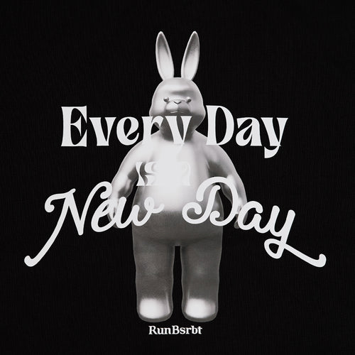 3D Every Day Rabbit Hoodie Zip-Up Black