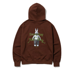 3D Every Day Rabbit Hoodie Zip-Up Brown