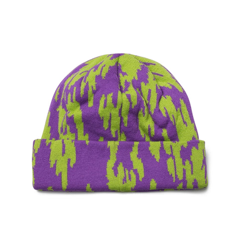 Flame Beanie Green Purple