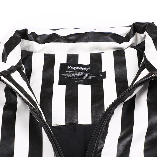 Stripe Logo Padding Jumper White Black