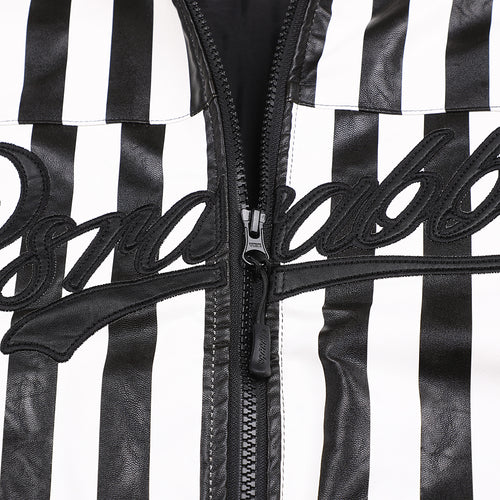 Stripe Logo Padding Jumper White Black