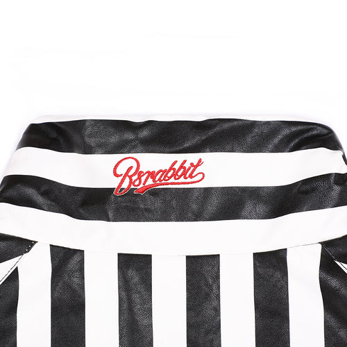 Stripe Logo Padding Jumper White Black