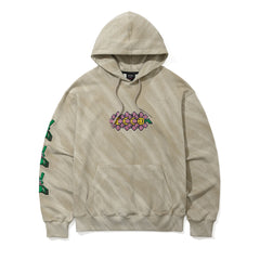 Square Block Rabbit Flower Hoodie Beige