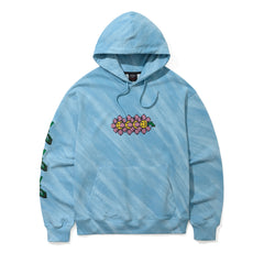 Square Block Rabbit Flower Hoodie Sky Blue