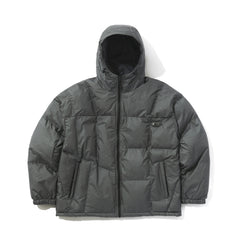 Irregular Hooded Padding Jumper Gray