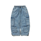 Dsxbs Super Wide Pocket Ventilation Wax Real Denim Pants Vintage Blue