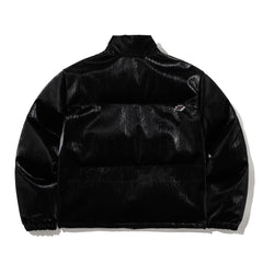 Comfy Short Padding Jumper Shiny Leather Black