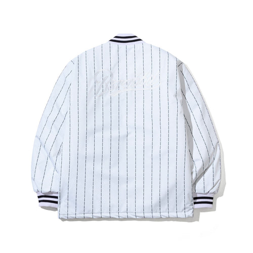 Logo Stripe Varsity Jacket White