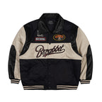 Sporty Logo Collar Varsity Jacket Black