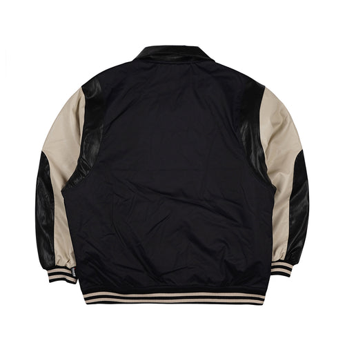 Sporty Logo Collar Varsity Jacket Black