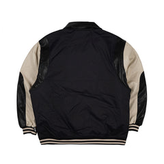 Sporty Logo Collar Varsity Jacket Black