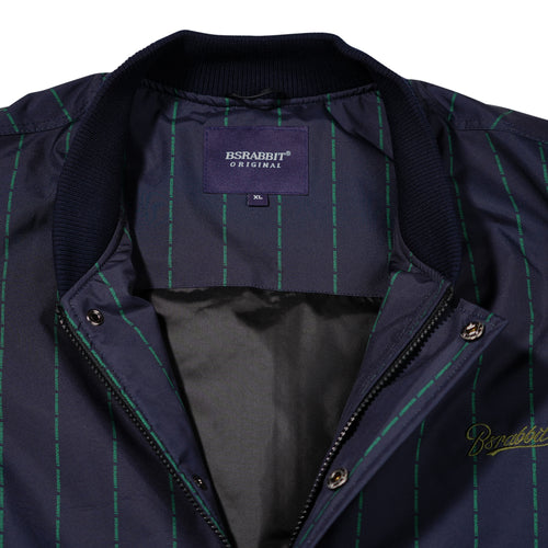 Logo Stripe Varsity Jacket Navy