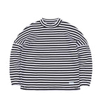 Stripe High Neck Pullover Black