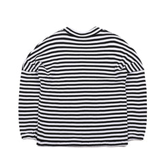Stripe High Neck Pullover Black