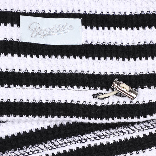 Stripe High Neck Pullover Black