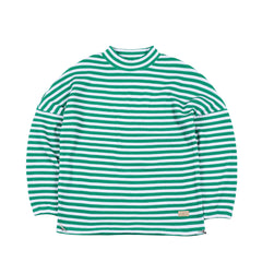 Stripe High Neck Pullover Green