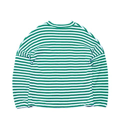 Stripe High Neck Pullover Green