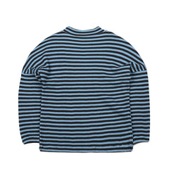 Stripe High Neck Pullover Blue
