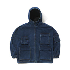Dsxbs Wax Real Denim 5 Pocket Hooded Jacket Deep Blue