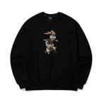 3D Skateboarding Rabbit Crewneck Black