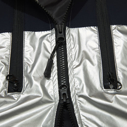 Mmm Windbreaker Hooded Stretch Jacket Silver/Navy