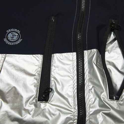 Mmm Windbreaker Hooded Stretch Jacket Silver/Navy