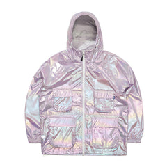 Mellow 4Pocket Hooded Jacket Hologram Pink