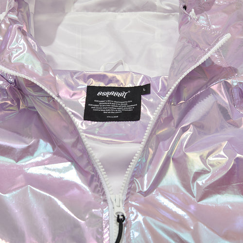 Mellow 4Pocket Hooded Jacket Hologram Pink