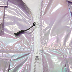 Mellow 4Pocket Hooded Jacket Hologram Pink