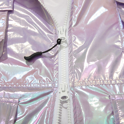 Mellow 4Pocket Hooded Jacket Hologram Pink