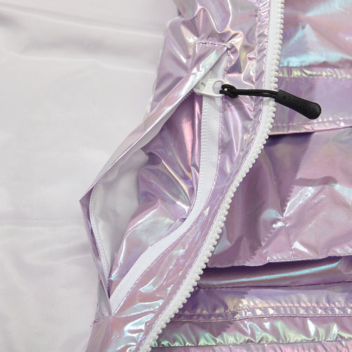 Mellow 4Pocket Hooded Jacket Hologram Pink