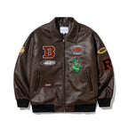 Star B Varsity Jacket Vintage Leather Brown