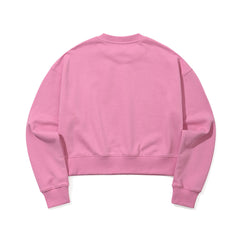 Square Block Rabbit Flower Cropped Crewneck Pink