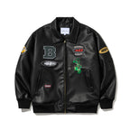 Star B Varsity Jacket Vintage Leather Black