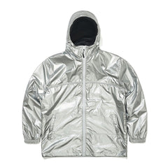 Round Line Hooded Jacket Silver