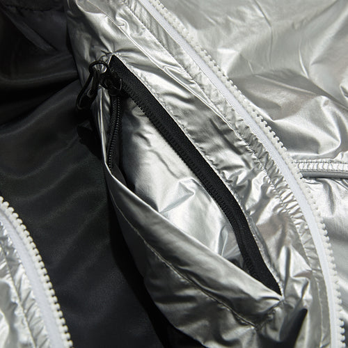 Round Line Hooded Jacket Silver