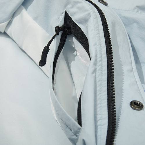 Wide Hooded Jacket Sky