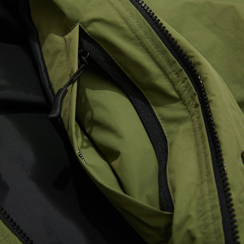 Wide Hooded Jacket Khaki