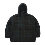 Wide Hooded Jacket Check