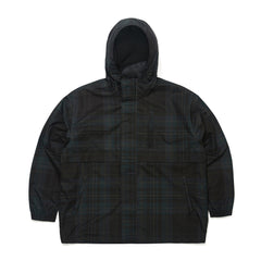 Wide Hooded Jacket Check