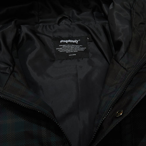 Wide Hooded Jacket Check