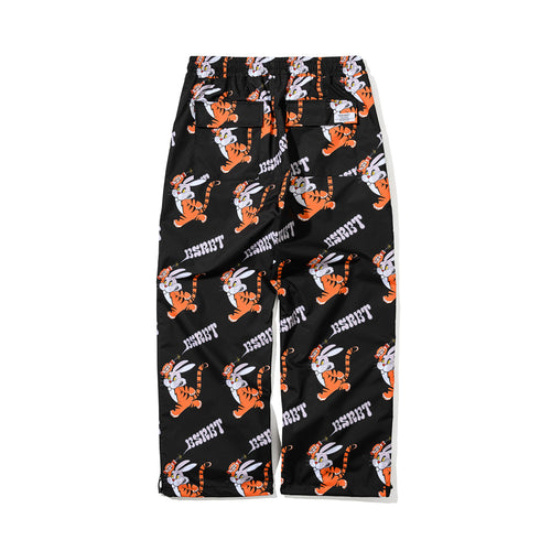 All Over Tiger Rabbit Wide Track Pants Black