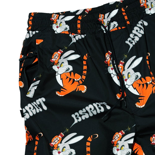 All Over Tiger Rabbit Wide Track Pants Black