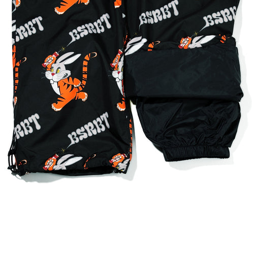All Over Tiger Rabbit Wide Track Pants Black