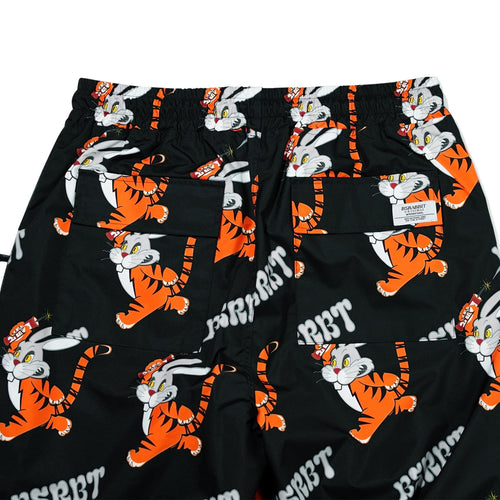 All Over Tiger Rabbit Wide Track Pants Black
