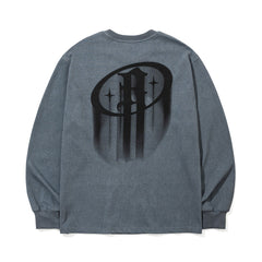 Flowing Logo Printing Pigment Long Sleeve Sky Grey