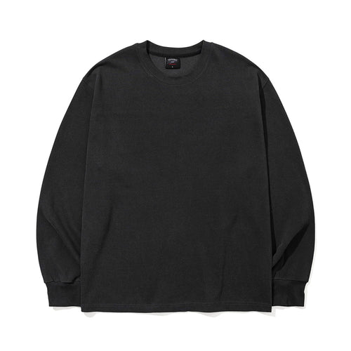 Flowing Logo Printing Pigment Long Sleeve Charcoal Black