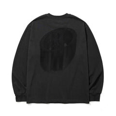 Flowing Logo Printing Pigment Long Sleeve Charcoal Black